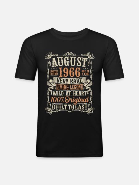 Født i august 1966 bursdagsgave - Slim Fit T-skjorte for menn - svart