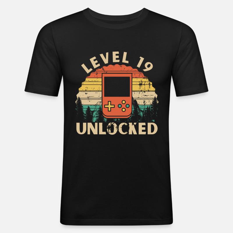Level 19 Unlocked - Men's Slim Fit T-Shirt - black