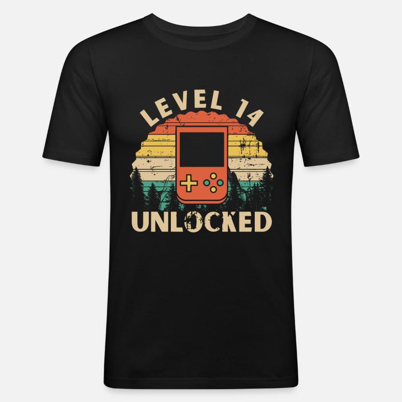 Level 14 Unlocked - T-shirt près du corps Homme - noir