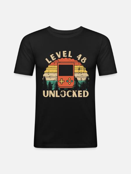 Level 48 Unlocked - Men's Slim Fit T-Shirt - black