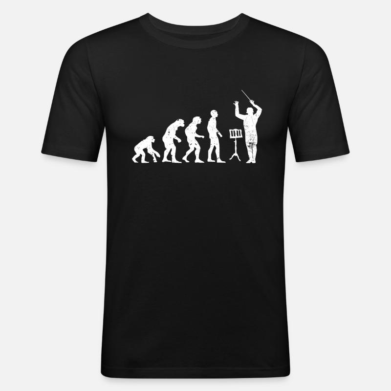 Dirigent Evolution Musiker Geschenkidee - Männer Slim Fit T-Shirt - Schwarz