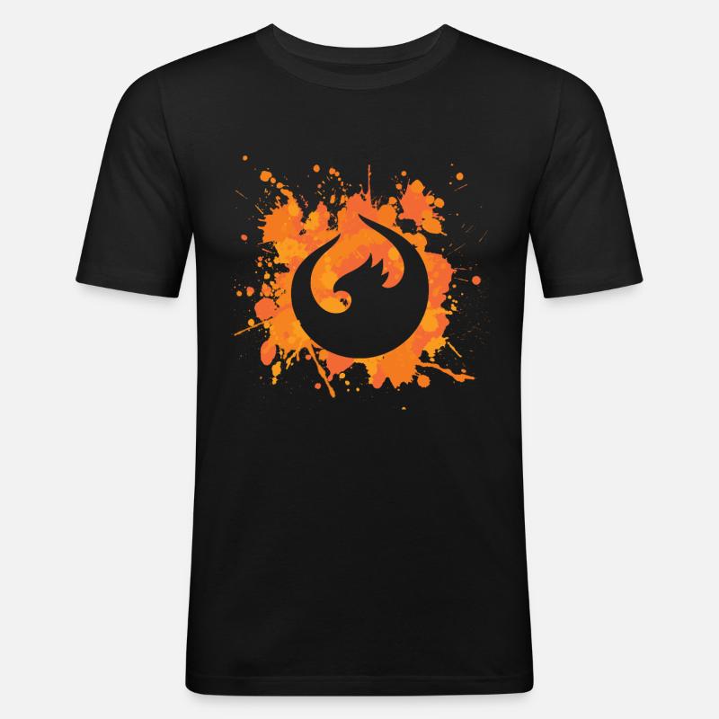 UI5 Phoenix Splash Orange - Männer Slim Fit T-Shirt - Schwarz