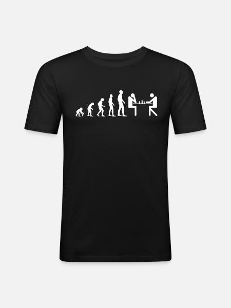 Evolution Schachl in weiss - Männer Slim Fit T-Shirt - Schwarz