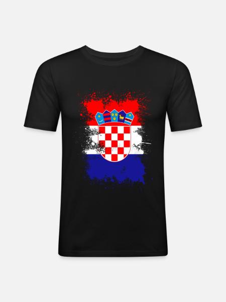 Kroatien - Männer Slim Fit T-Shirt - Schwarz