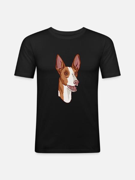 Podenco Hundekopfporträt - Männer Slim Fit T-Shirt - Schwarz