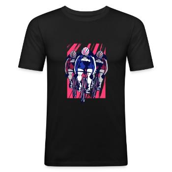 Course cycliste par équipe - T-shirt près du corps Homme - noir - Devant - Nik (191cm)