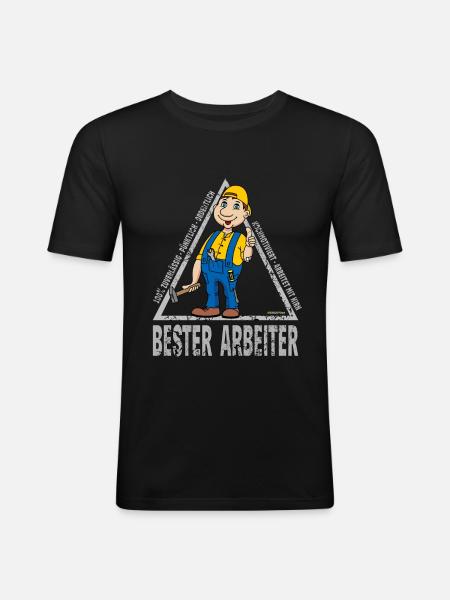 Bester Arbeiter - Männer Slim Fit T-Shirt - Schwarz