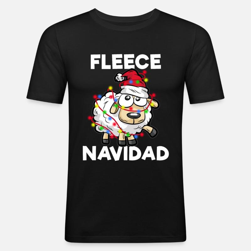 FLEECE NAVIDAD - Männer Slim Fit T-Shirt - Schwarz