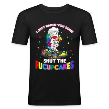 UNICORN CUISINE CUPCAKE FUCK YOU - T-shirt près du corps Homme - noir - Devant - Nik (191cm)