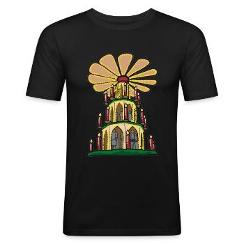 Weihnachtspyramide Erzgebirge Pyramide Weihnachten - Männer Slim Fit T-Shirt - Schwarz - Vorne - Nik (191cm)
