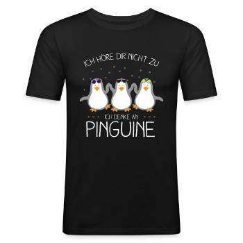 Ne t’écoute pas Penser aux Pingouins Zoo Cadeau - T-shirt près du corps Homme - noir - Devant - Nik (191cm)