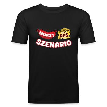 Worst Case Scenario Wurst Käs Szenario Witz Humor - Männer Slim Fit T-Shirt - Schwarz - Vorne - Nik (191cm)