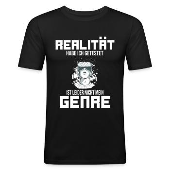 VR virtuelle Realität VR Brille Gamer Geschenk - Männer Slim Fit T-Shirt - Schwarz - Vorne - Nik (191cm)