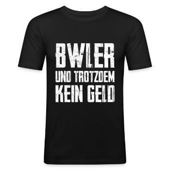 Bwler Und Trotzdem Kein Geld - Männer Slim Fit T-Shirt - Schwarz - Vorne - Nik (191cm)