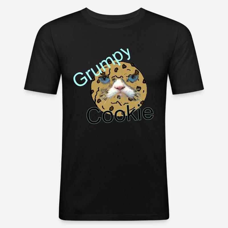 Grumpy Cookie - Männer Slim Fit T-Shirt - Schwarz