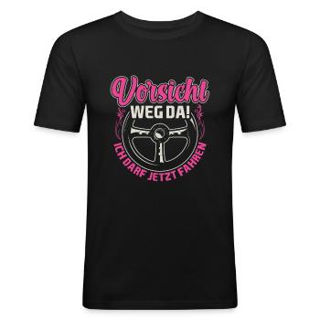 Fahranfänger Geschenk Führerscheinprüfung Auto - Männer Slim Fit T-Shirt - Schwarz - Vorne - Nik (191cm)