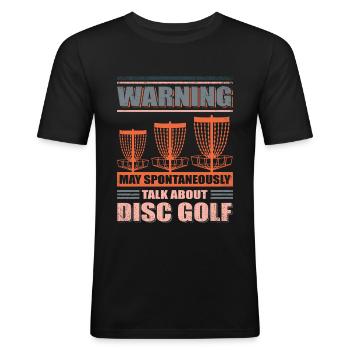Discgolf Dsic Golf | Djous de golf cadeau - T-shirt près du corps Homme - noir - Devant - Nik (191cm)