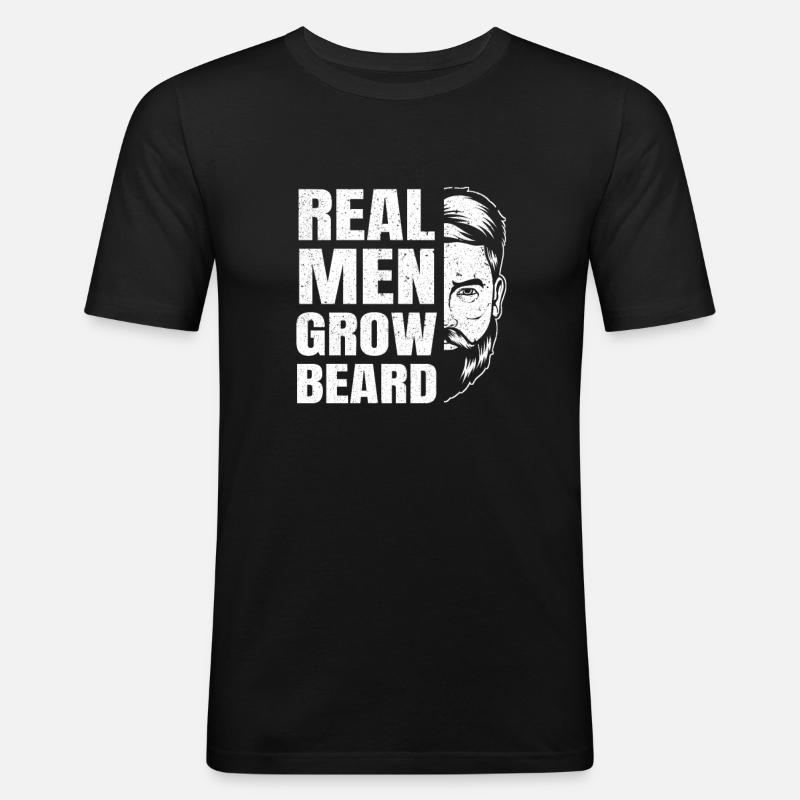 Vollbart Bart Bartträger Hipster Mann - Männer Slim Fit T-Shirt - Schwarz