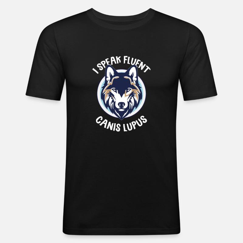 Wolf - Männer Slim Fit T-Shirt - Schwarz