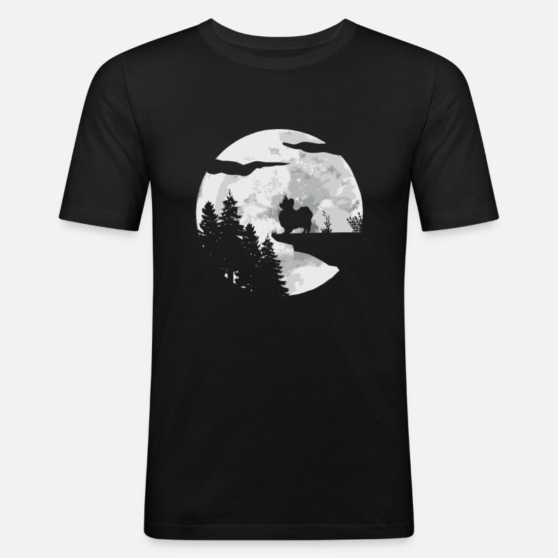 Papillon Hund - Männer Slim Fit T-Shirt - Schwarz