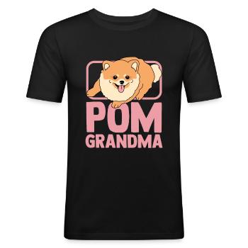 Zwergspitz Poméranie Chien Pom Grand-mère Cadeau - T-shirt près du corps Homme - noir - Devant - Nik (191cm)
