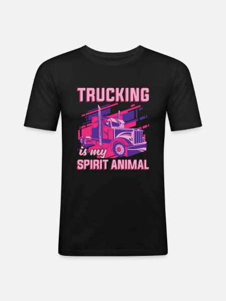 LKW Fahrerin - Männer Slim Fit T-Shirt - Schwarz