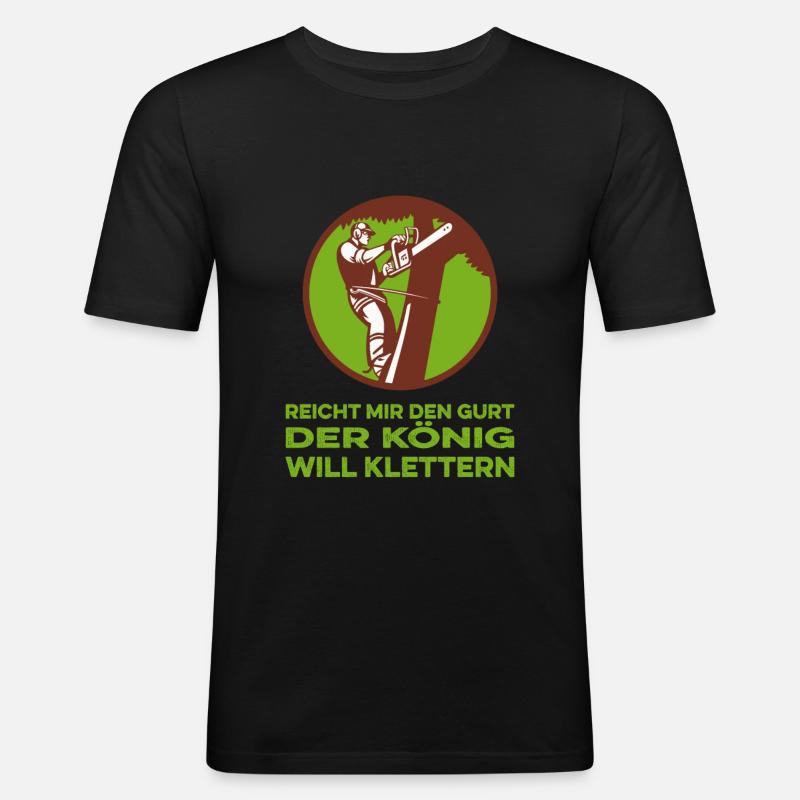 Baumklettern Baumpfleger Arborist Baumkletterer - Männer Slim Fit T-Shirt - Schwarz