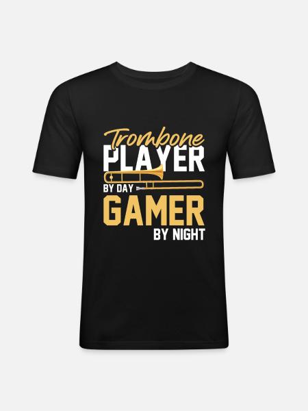 Posaune - Männer Slim Fit T-Shirt - Schwarz