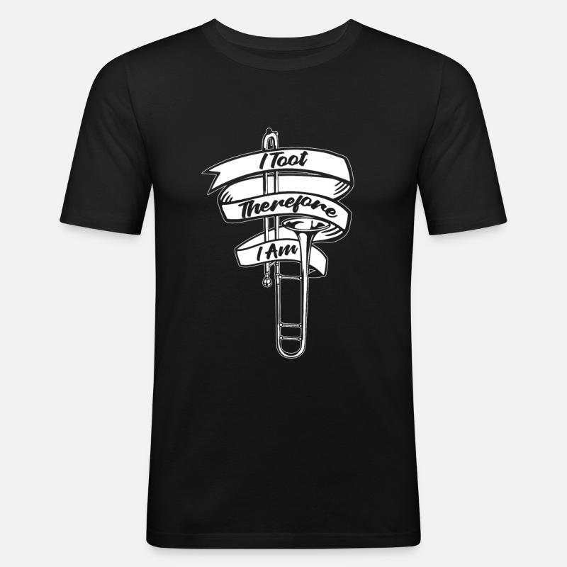 Posaune - Männer Slim Fit T-Shirt - Schwarz