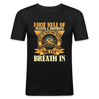 Posaune - Männer Slim Fit T-Shirt - Schwarz - Vorne - Nik (191cm)