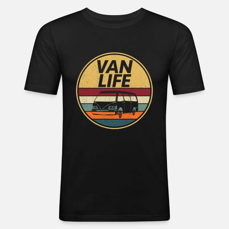 Camper Bus Caravan Camper Bus - Männer Slim Fit T-Shirt - Schwarz