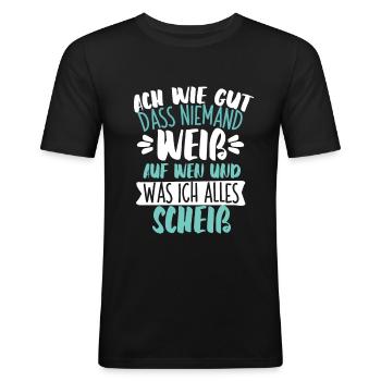 Sarkusmus Spruch Schwarzer Humor Lustiges Ironie - Männer Slim Fit T-Shirt - Schwarz - Vorne - Nik (191cm)