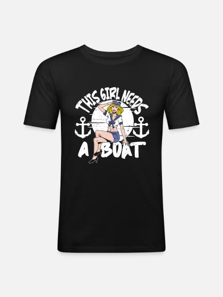 Seglen Segelboot Segler - Männer Slim Fit T-Shirt - Schwarz