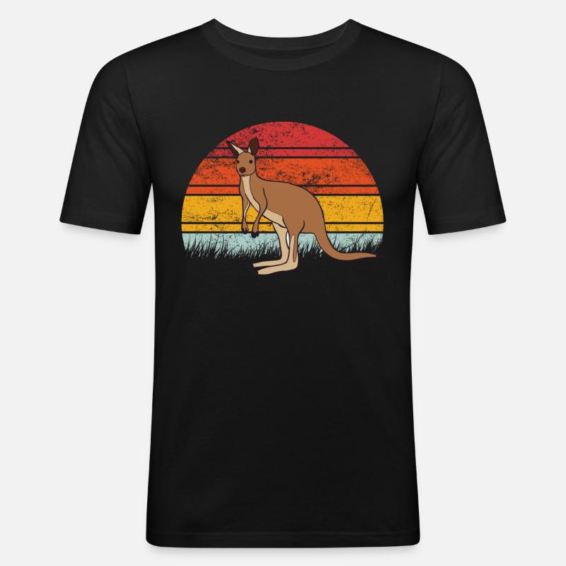 Känguru - Männer Slim Fit T-Shirt - Schwarz