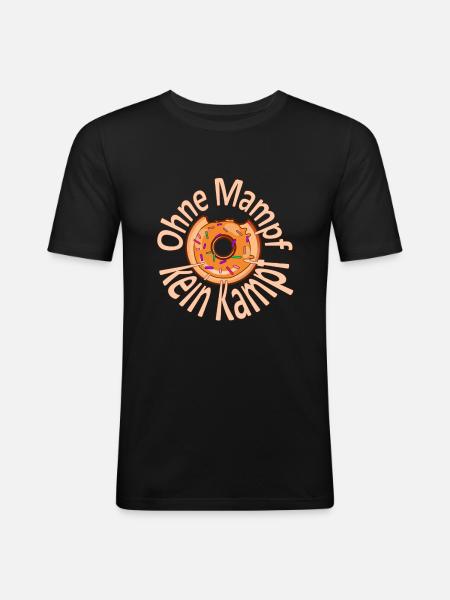 Ohne Mampf kein Kampf - Männer Slim Fit T-Shirt - Schwarz