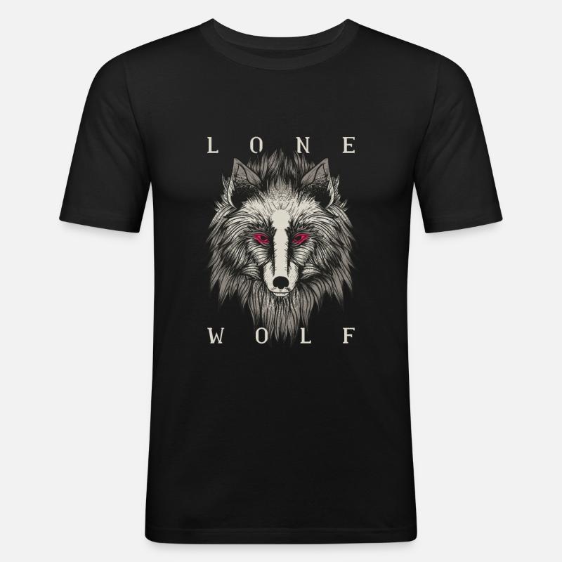 Lone Wolf Illustration Geschenk - Männer Slim Fit T-Shirt - Schwarz