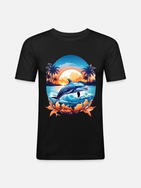 Dauphin - T-shirt près du corps Homme - noir