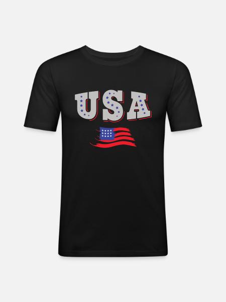 USA Soccer Jersey Drapeau américain - T-shirt près du corps Homme - noir
