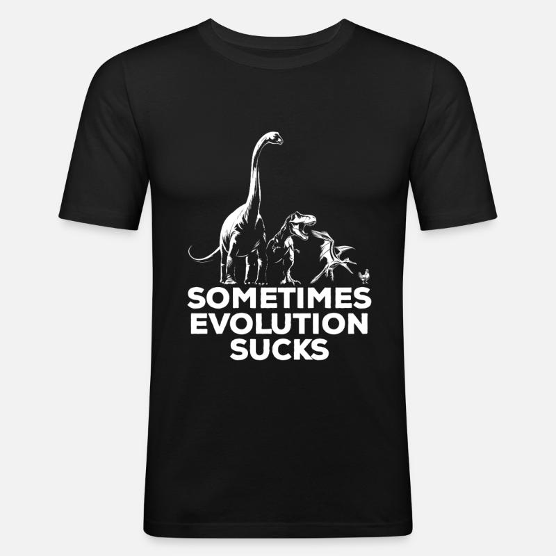 Parfois, l’évolution craint - Dinosaure - Poulet - T-shirt près du corps Homme - noir