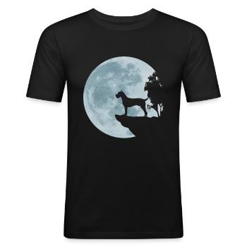Deutsch Drahthaar Vollmond Jagdhund Jäger Geschenk - Männer Slim Fit T-Shirt - Schwarz - Vorne - Nik (191cm)