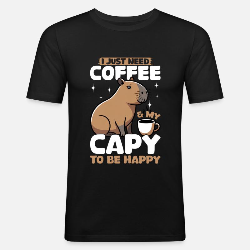 Capybara Coffee - Men's Slim Fit T-Shirt - black