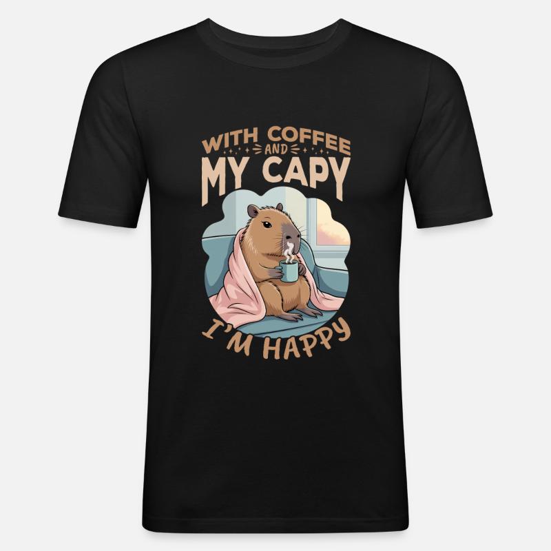 Capybara Coffee - Men's Slim Fit T-Shirt - black