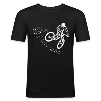 Mountainbike Trikot Downhill Shirt - Männer Slim Fit T-Shirt - Schwarz - Vorne - Nik (191cm)