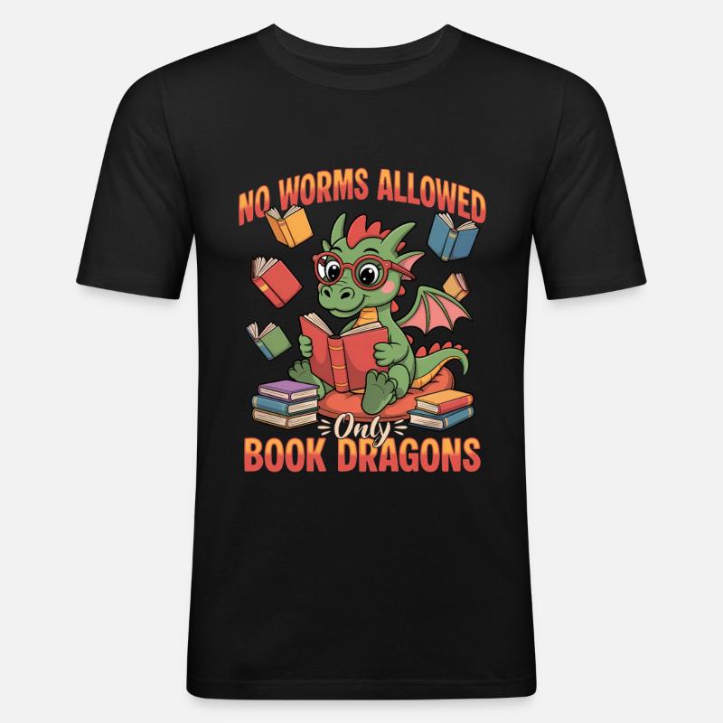 Fantasy Book reading Mythical Creatures - Männer Slim Fit T-Shirt - Schwarz