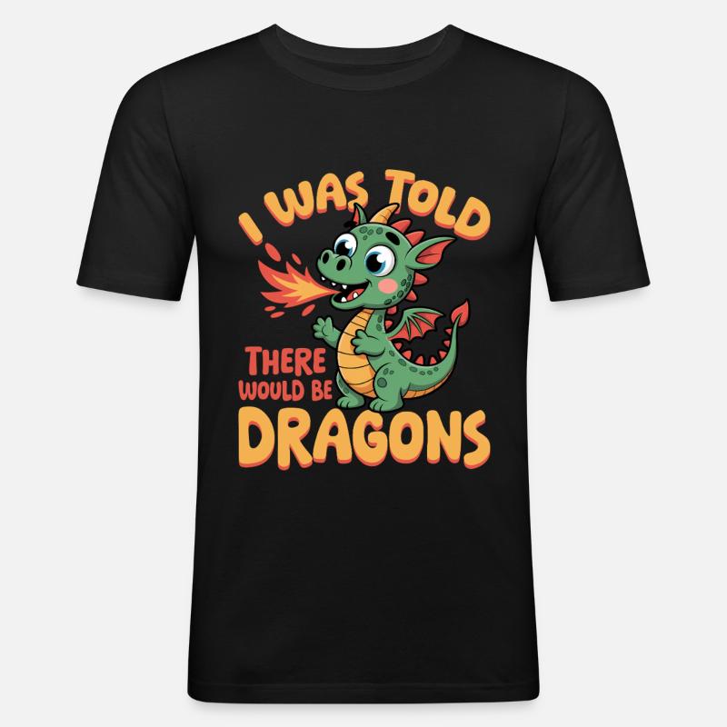 Fantasy Dragon Mythical Creatures - Männer Slim Fit T-Shirt - Schwarz