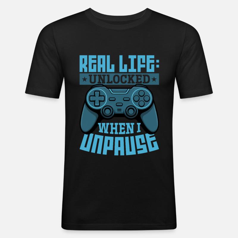 Gamer Gaming Controller Video Game - Männer Slim Fit T-Shirt - Schwarz