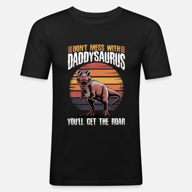 Dinosaur T-Rex Daddysaurus - Men's Slim Fit T-Shirt - black