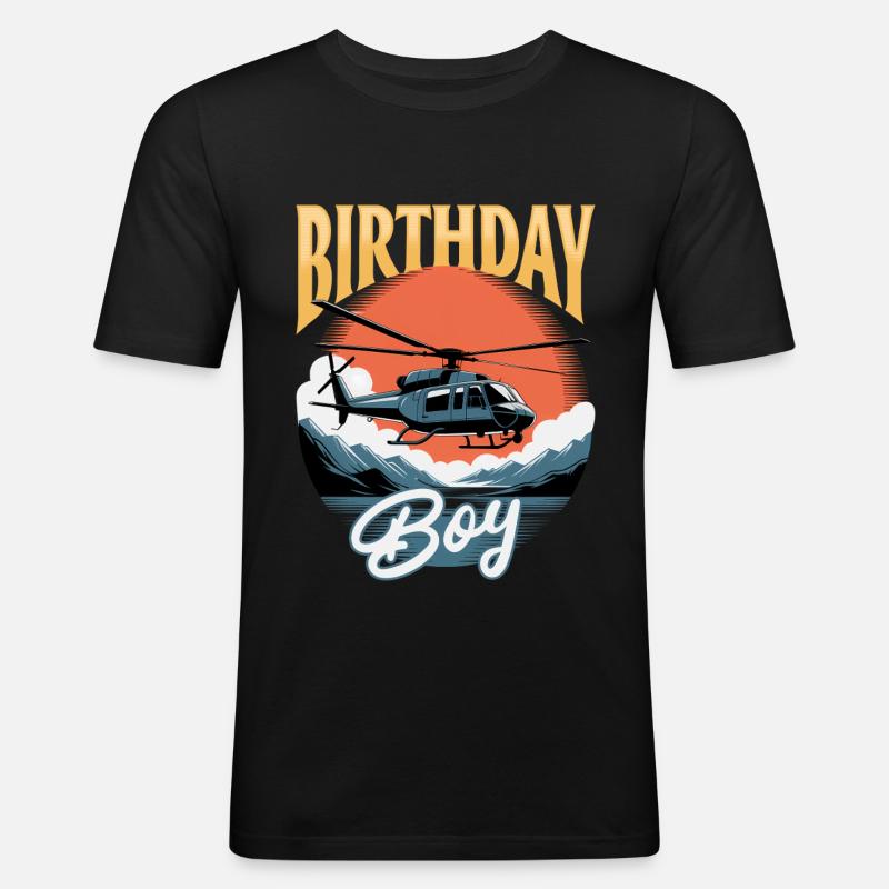 Helicopter funny Pilot - Männer Slim Fit T-Shirt - Schwarz