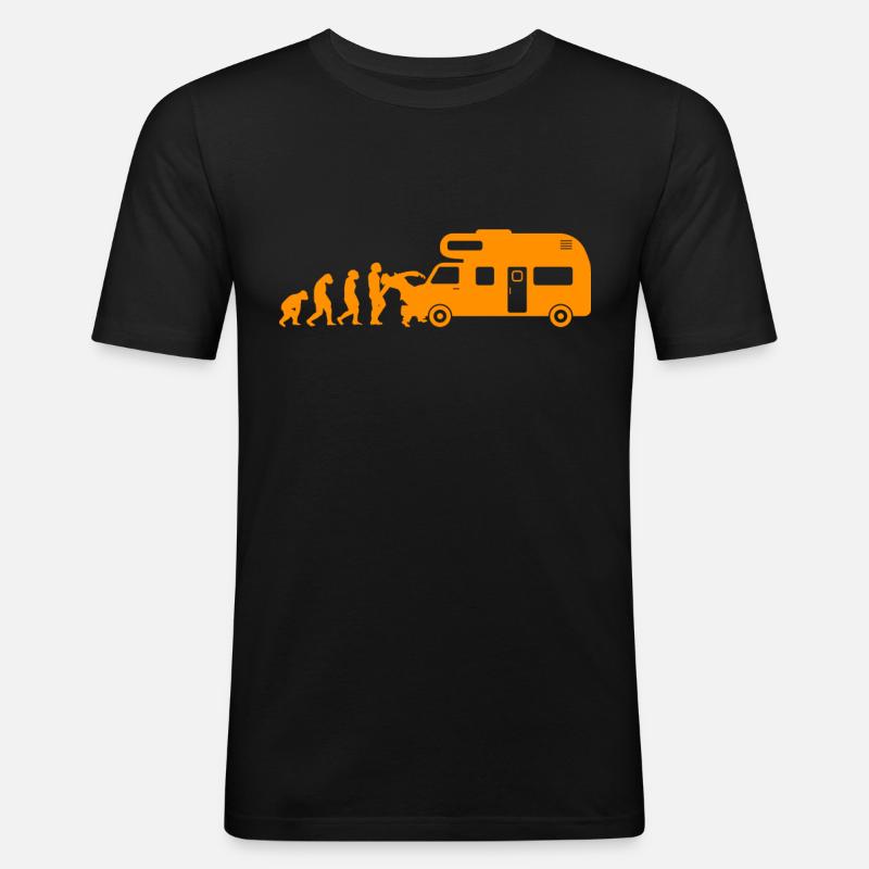 Evolution Campingwagen Camper Camping Wohnwagen - Männer Slim Fit T-Shirt - Schwarz