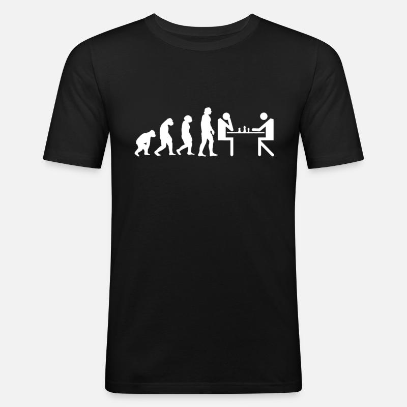 Evolution Schach Schachbrett Schachfigur - Männer Slim Fit T-Shirt - Schwarz
